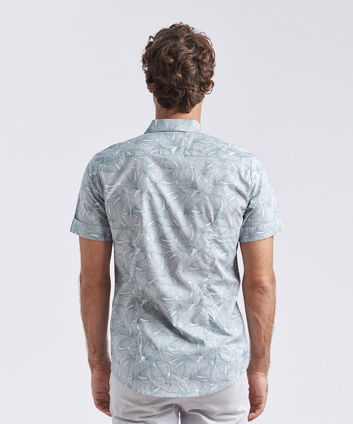 CAMISA MANGA CORTA BOLSILLO CON BOTON SLIM FIT ESTAMPADO VERDE PV24