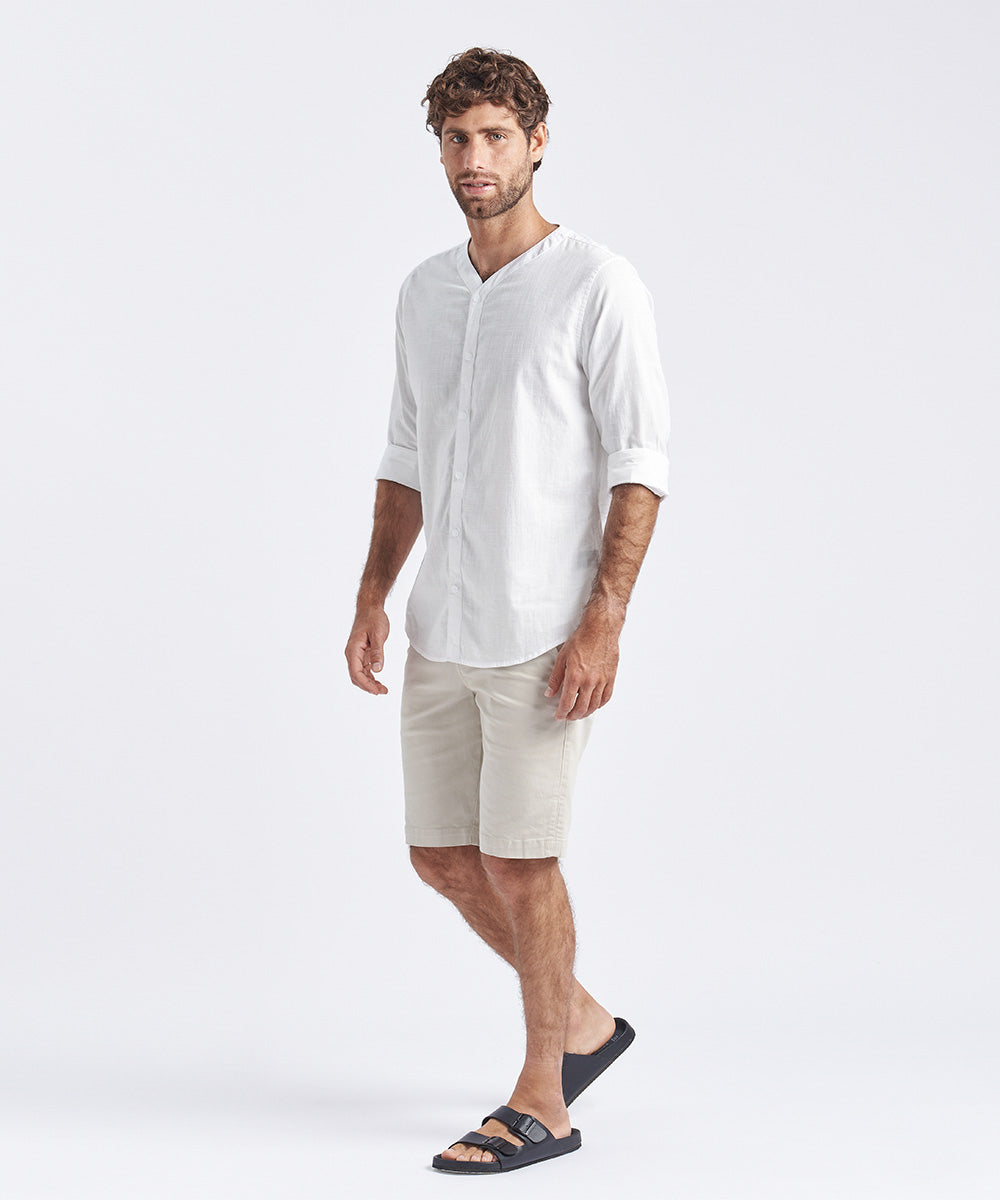 CAMISA MANGA LARGA CUELLO V LOOK LINO CR CLASSIC FIT BLANCO PV24