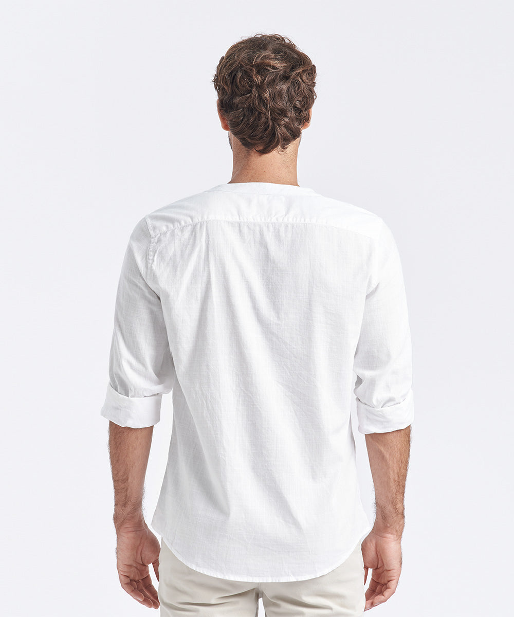 CAMISA MANGA LARGA CUELLO V LOOK LINO CR CLASSIC FIT BLANCO PV24