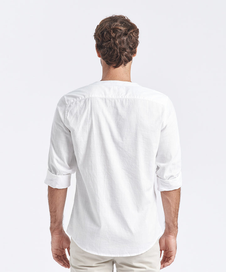 CAMISA MANGA LARGA CUELLO V LOOK LINO CR CLASSIC FIT BLANCO PV24