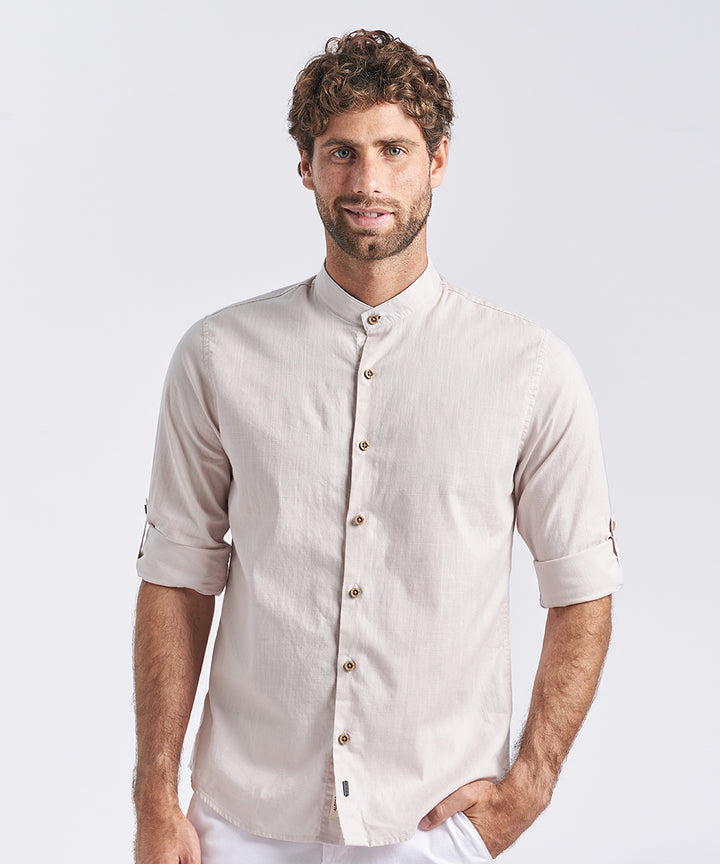 CAMISA MANGA LARGA CUELLO STAND UP CLASSIC FIT ROSADO PV24