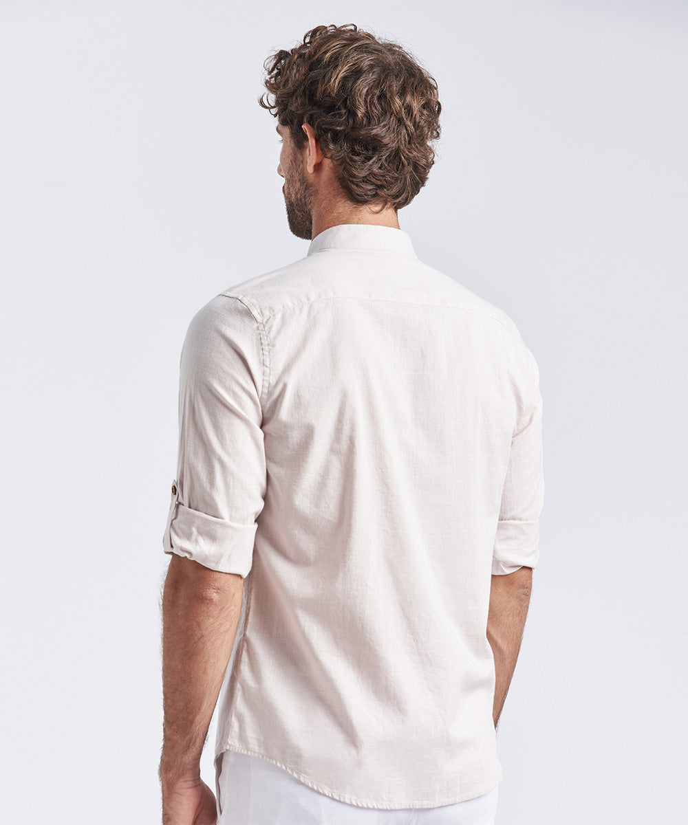 CAMISA MANGA LARGA CUELLO STAND UP CLASSIC FIT ROSADO PV24