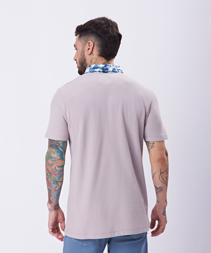 POLO MANGA CORTA PIQUE SOLIDO CUELLO BOX PV23 GRIS