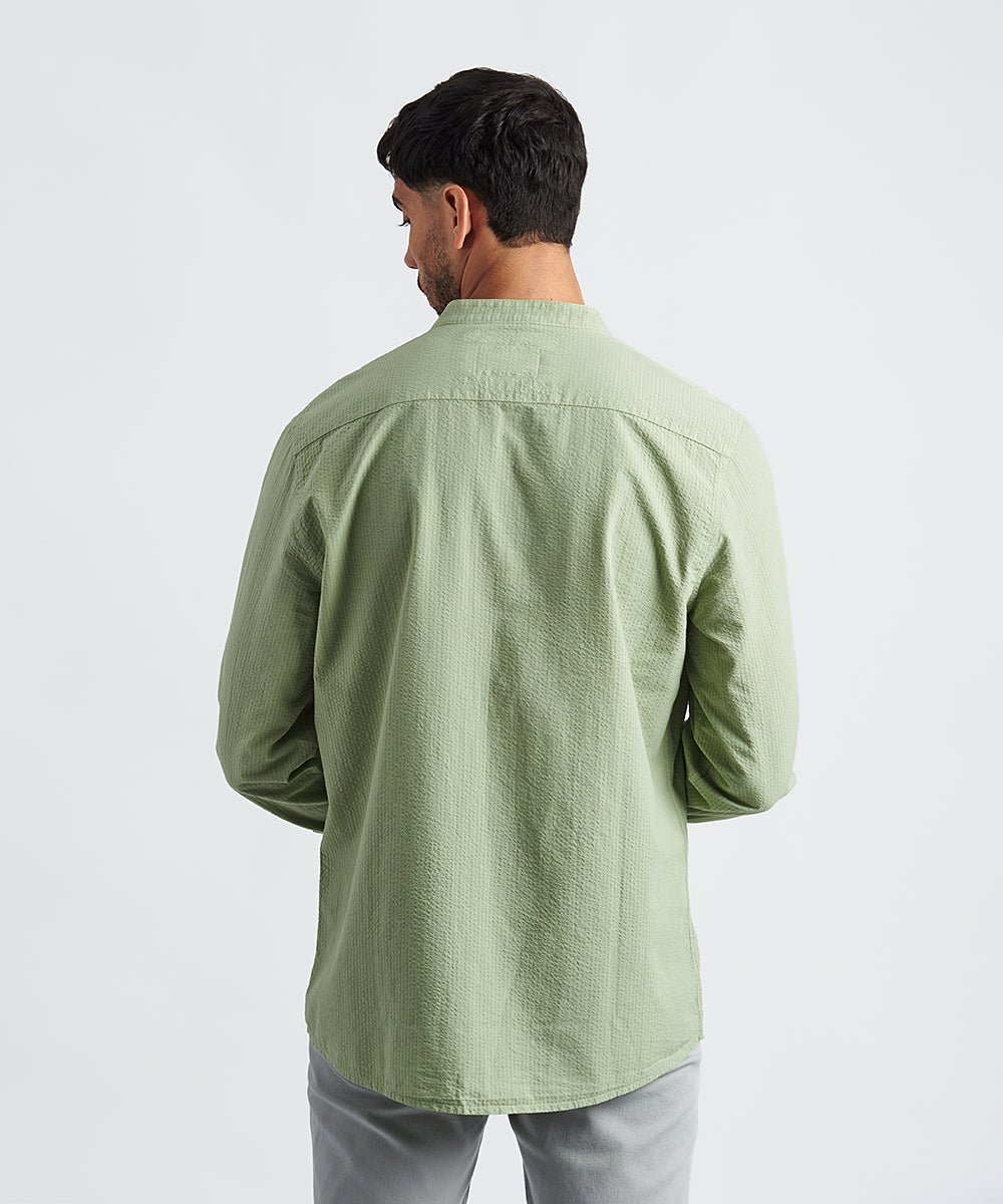 CAMISA MANGA LARGA CUELLO NERÚ SEER SUCKER CLASSIC FIT VERDE CLARO PV24