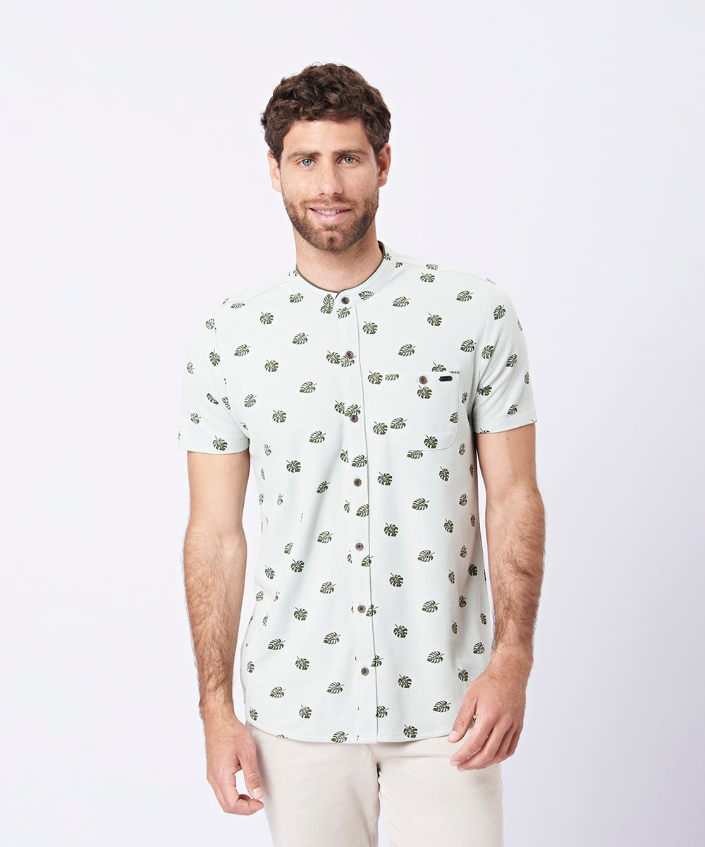 POLO MANGA CORTA PIQUE BASEBALL ESTAMPADO PV23 VERDE CLARO