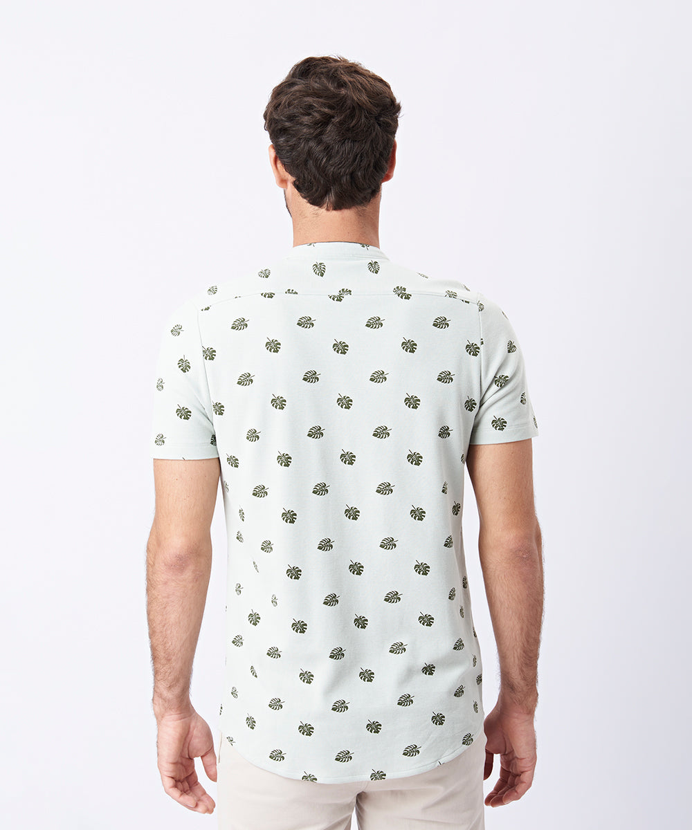 POLO MANGA CORTA PIQUE BASEBALL ESTAMPADO PV23 VERDE CLARO