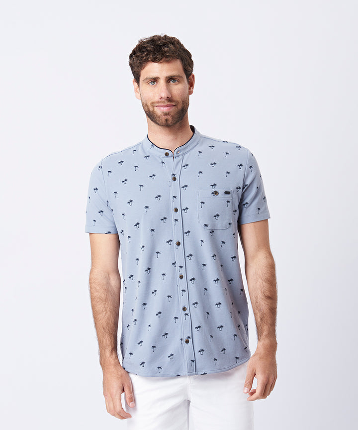 POLO MANGA CORTA PIQUE BASEBALL ESTAMPADO PV23 ACERO