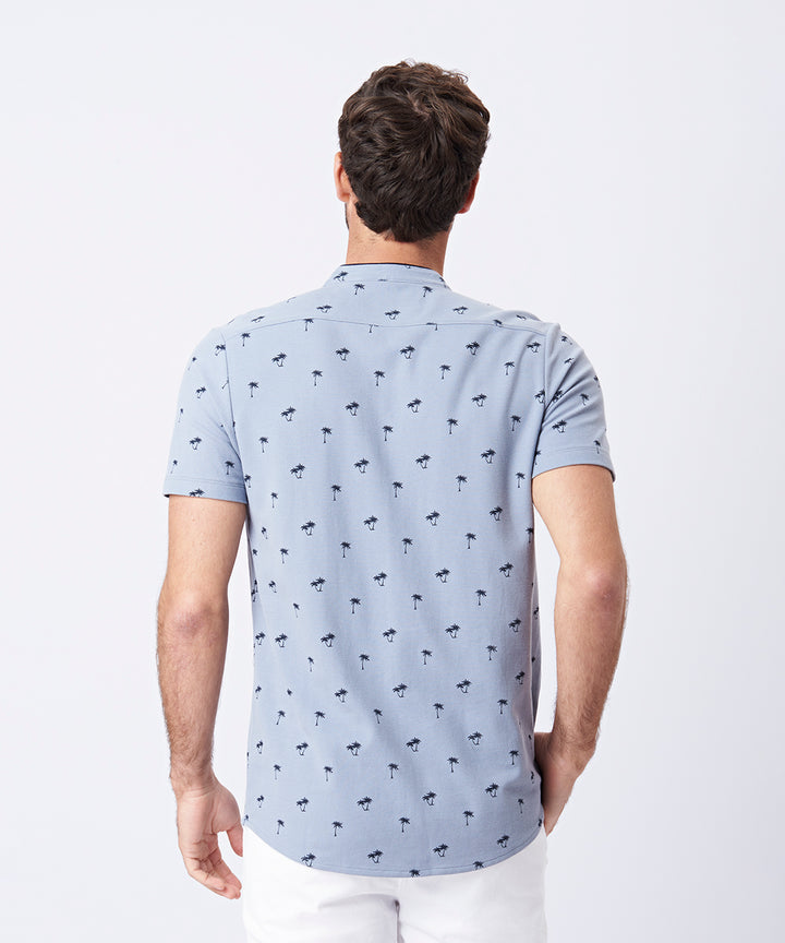 POLO MANGA CORTA PIQUE BASEBALL ESTAMPADO PV23 ACERO