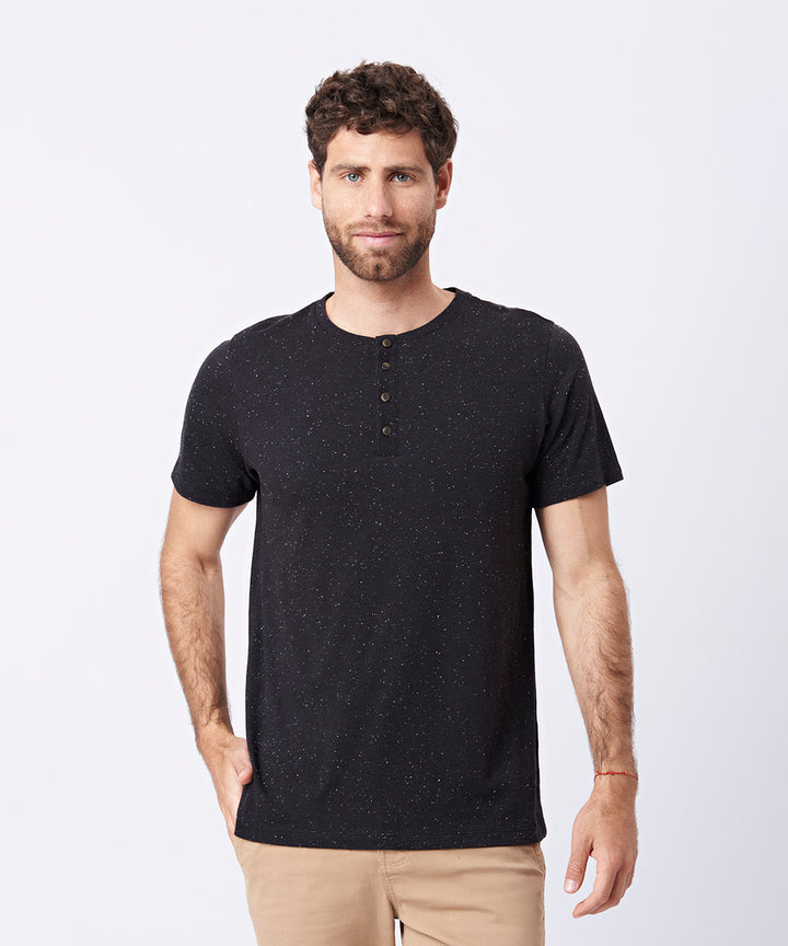 POLO MANGA CORTA BOTONE HENLEY PV23 NEGRO