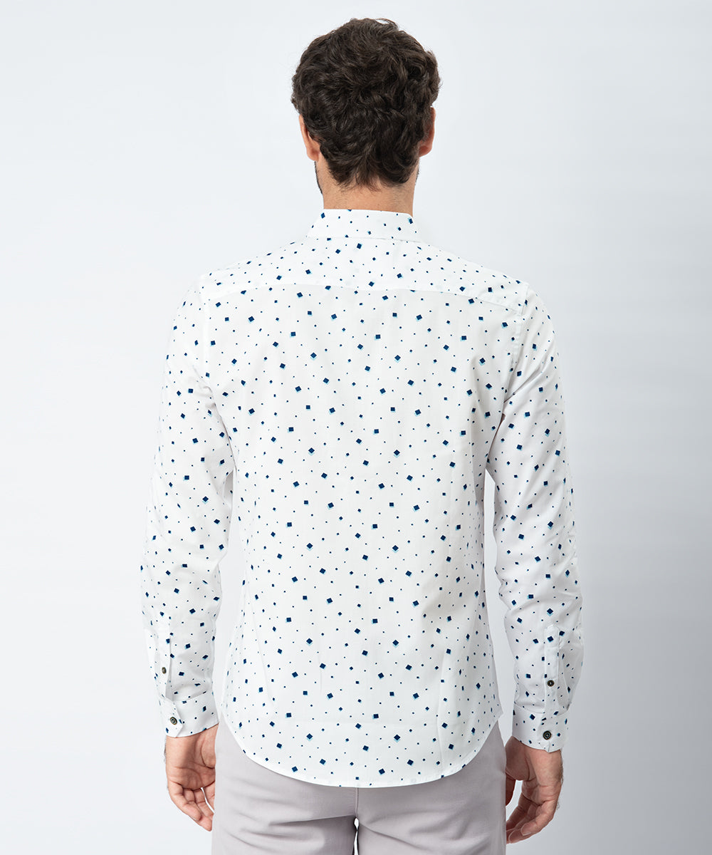 CAMISA ML CLASSIC FIT BUTTON DOWN OCULTO OI23 BLANCO ESTAMPADO