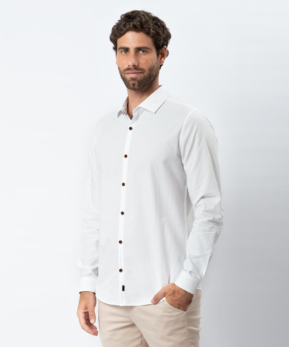 CAMISA ML CLASSIC FIT PECHERA OJAL OI23 BLANCO