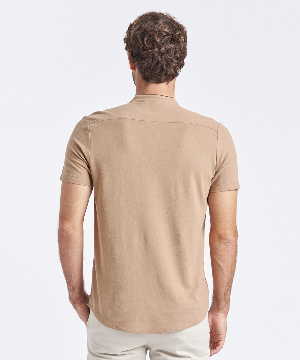 POLO MANGA CORTA BASEBALL MARRON CLARO PV24
