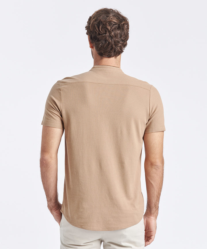 POLO MANGA CORTA BASEBALL MARRON CLARO PV24