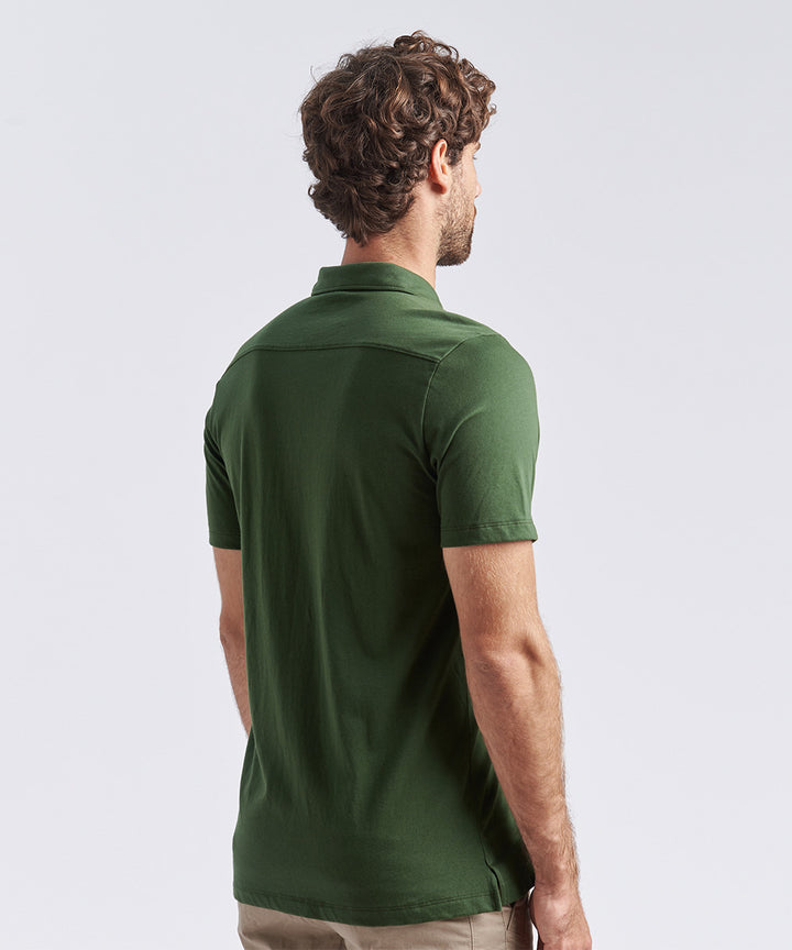 POLO MANGA CORTA JERSEY CUELLO CAMISERO VERDE MILITAR PV24