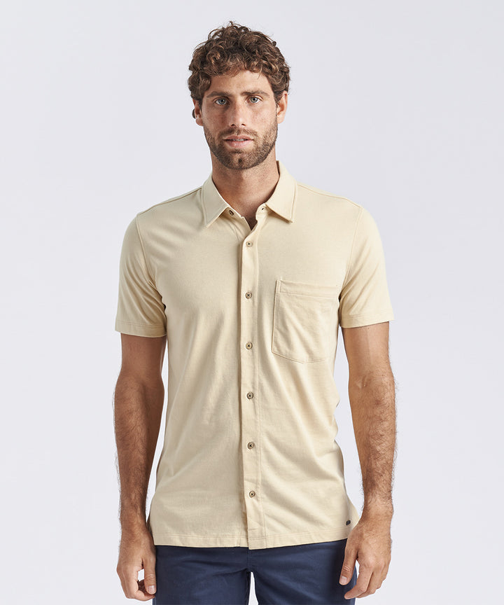 POLO MANGA CORTA JERSEY CUELLO CAMISERO BEIGE PV24