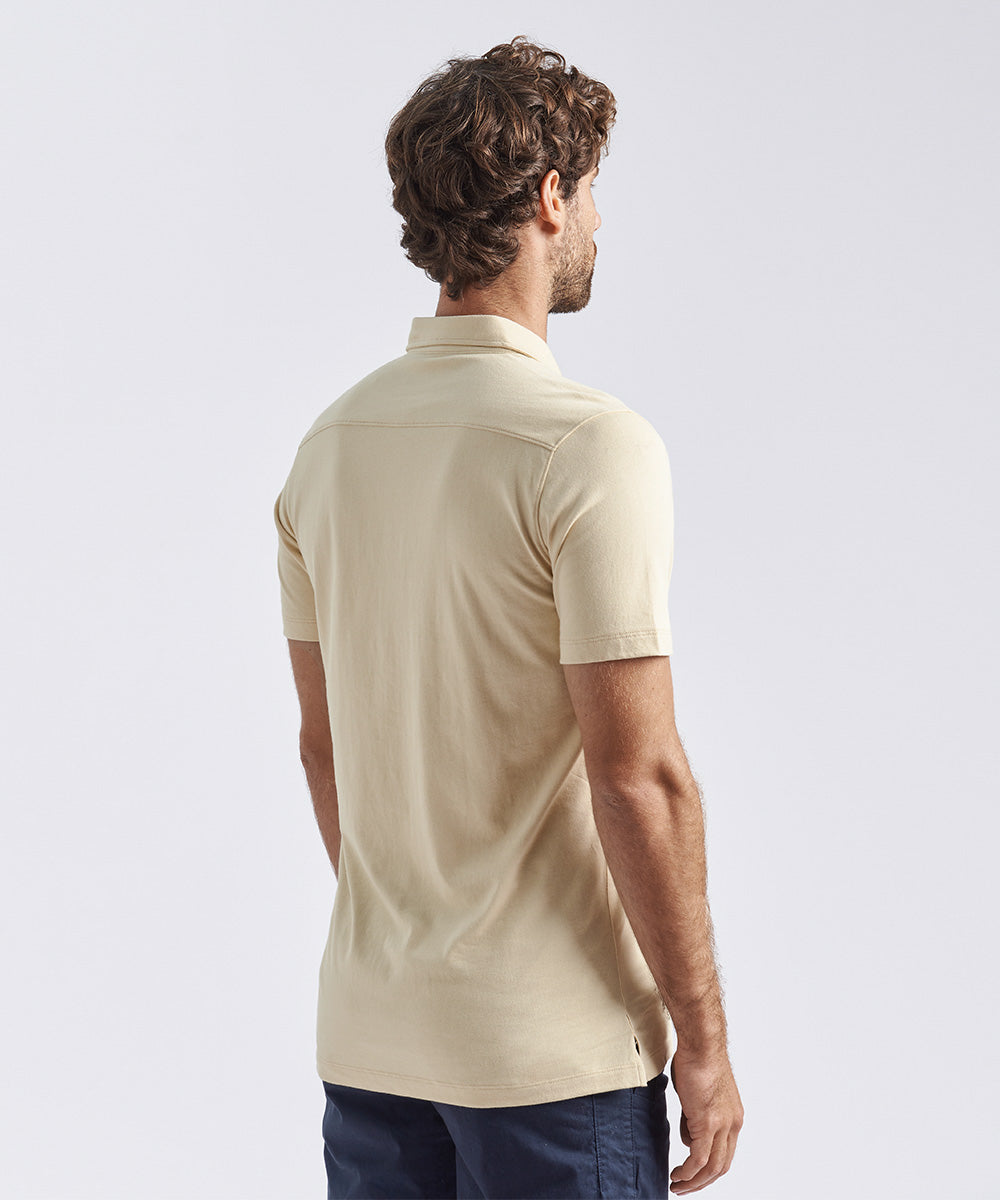 POLO MANGA CORTA JERSEY CUELLO CAMISERO BEIGE PV24