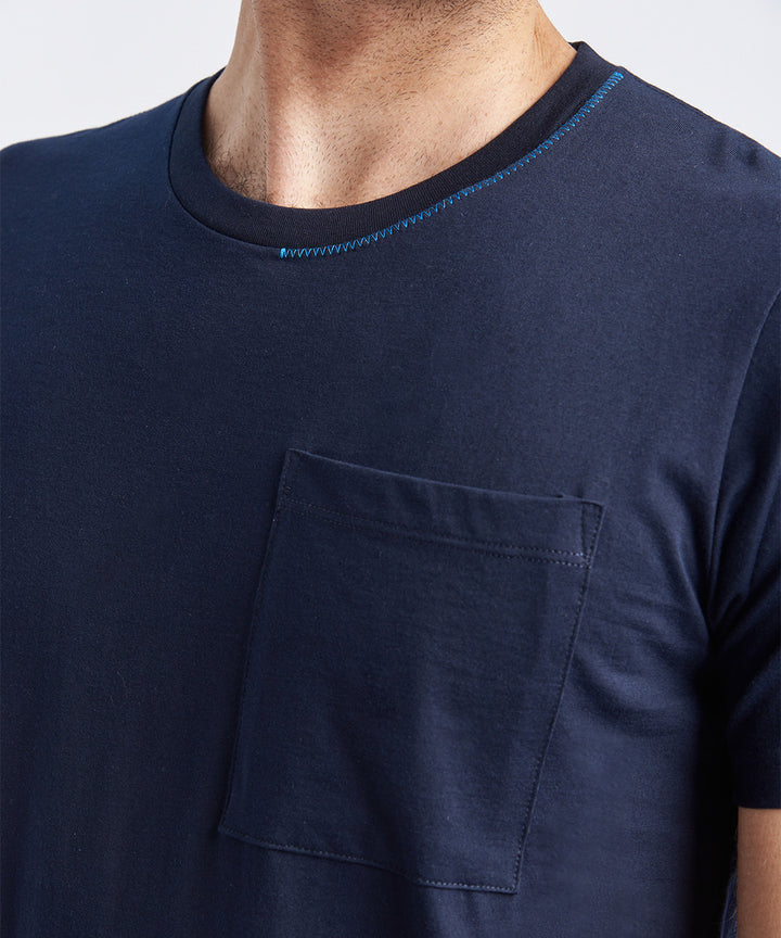 POLO MANGA CORTA JERSEY ZIG ZAG AZUL PV24