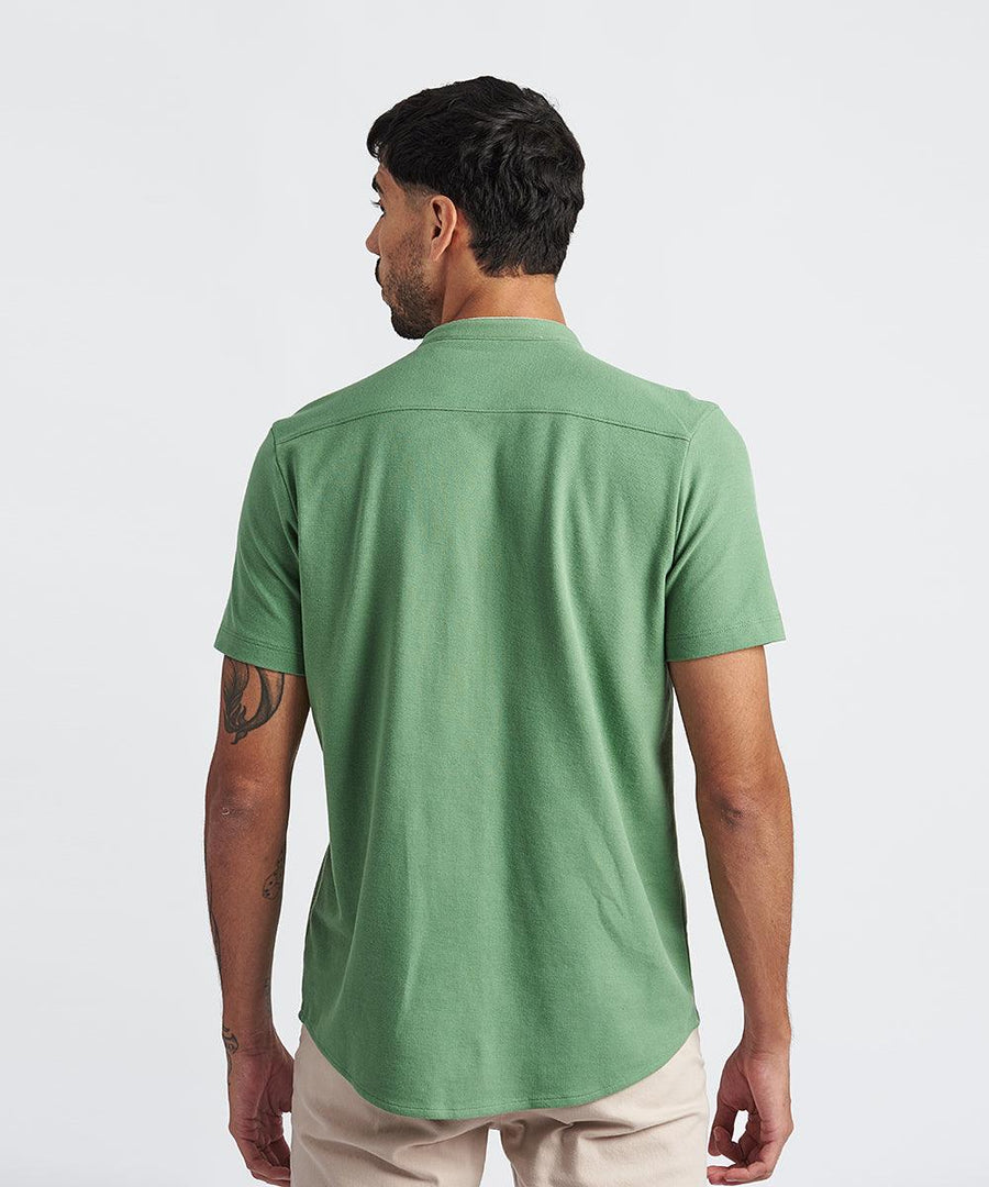 POLO MANGA CORTA BASEBALL PV24 VERDE PINO - MBO