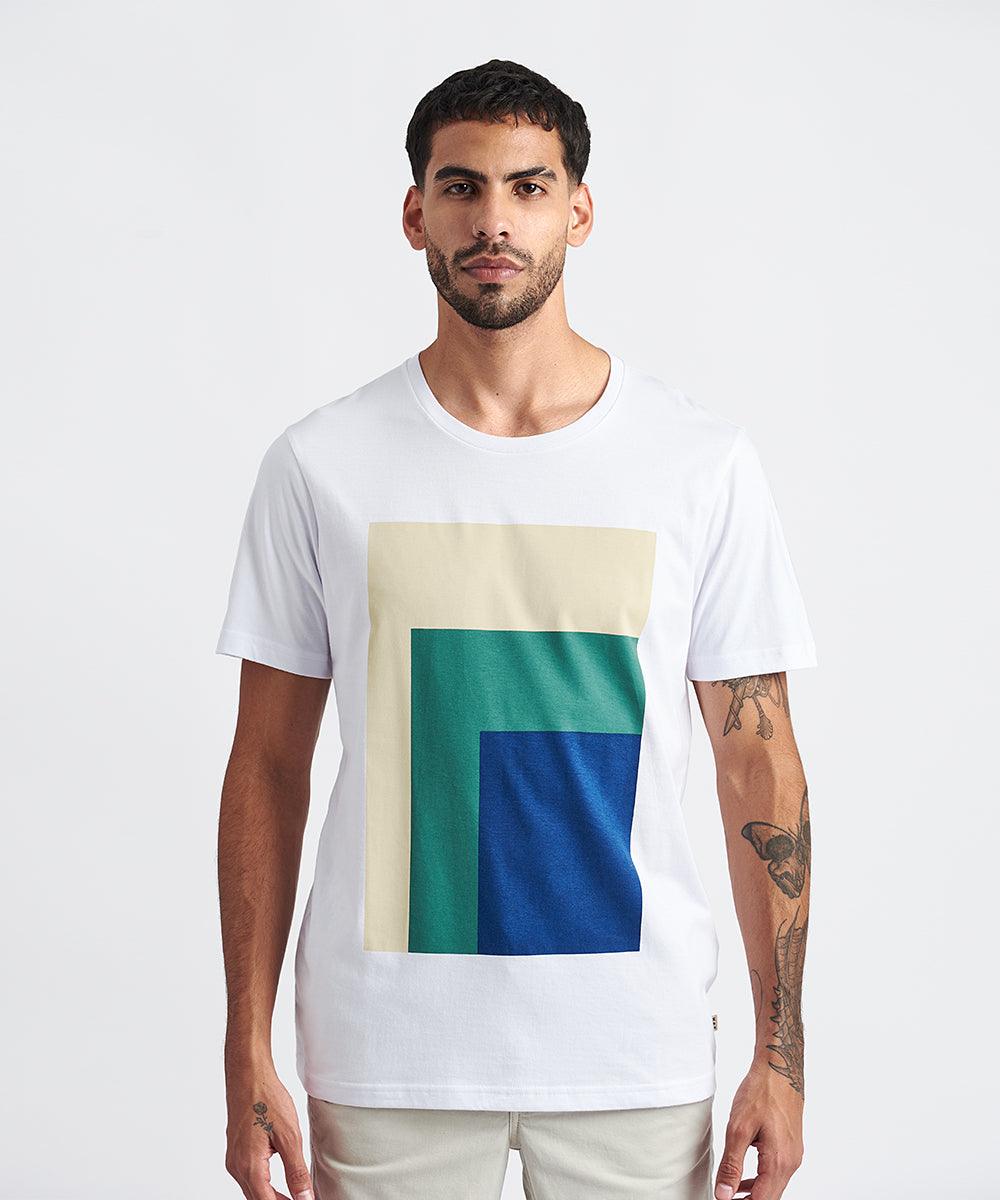 POLO MANGA CORTA ESTAMPADO GEOMETRICO PV24 BLANCO - MBO