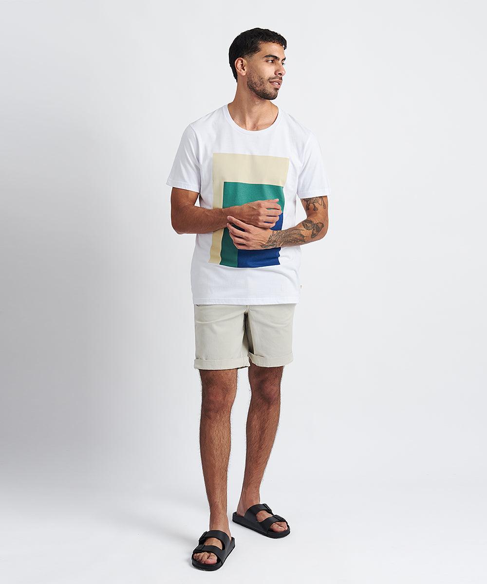 POLO MANGA CORTA ESTAMPADO GEOMETRICO PV24 BLANCO - MBO