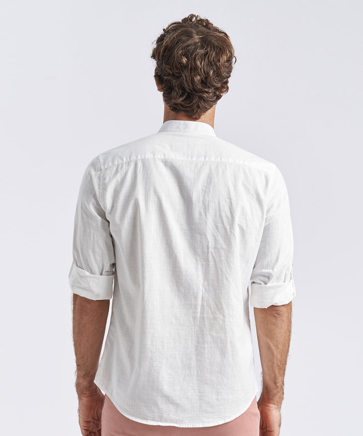 CAMISA MANGA LARGA CUELLO STAND UP CLASSIC FIT BLANCO PV24