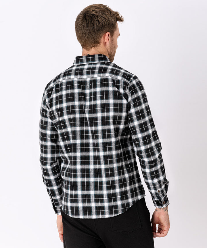 CAMISA MANGA LARGA FRANELA CLASSIC FIT OI23 NEGRO CUADROS