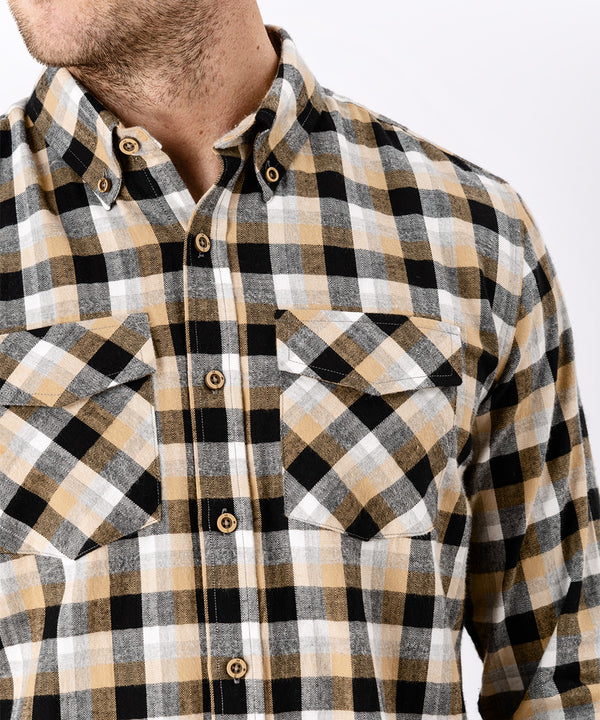 CAMISA MANGA LARGA FRANELA CLASSIC FIT OI23 MOSTAZA