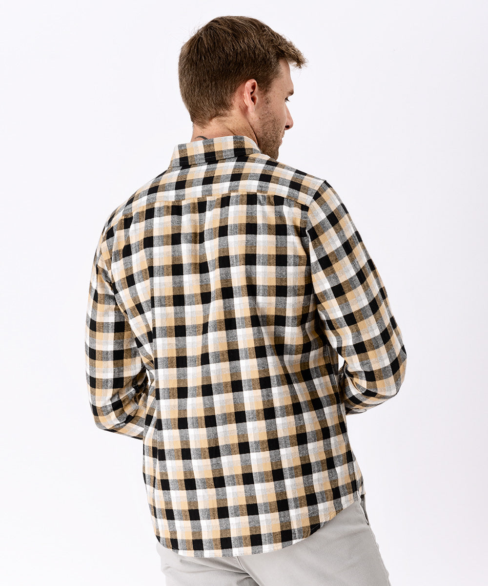 CAMISA MANGA LARGA FRANELA CLASSIC FIT OI23 MOSTAZA