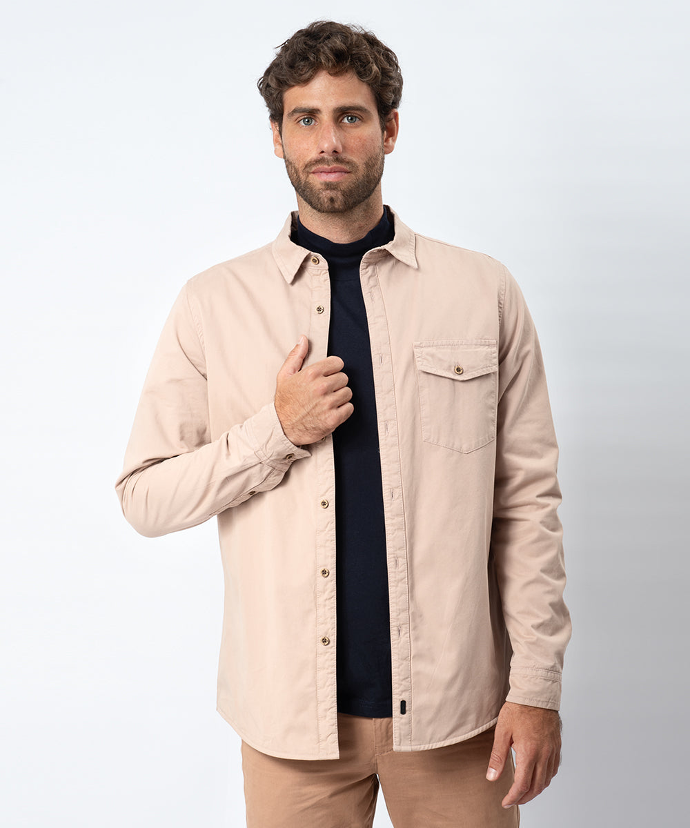 SOBRE CAMISA ML ESTRUCTURA CLASSIC FIT OI23 MARRON CLARO